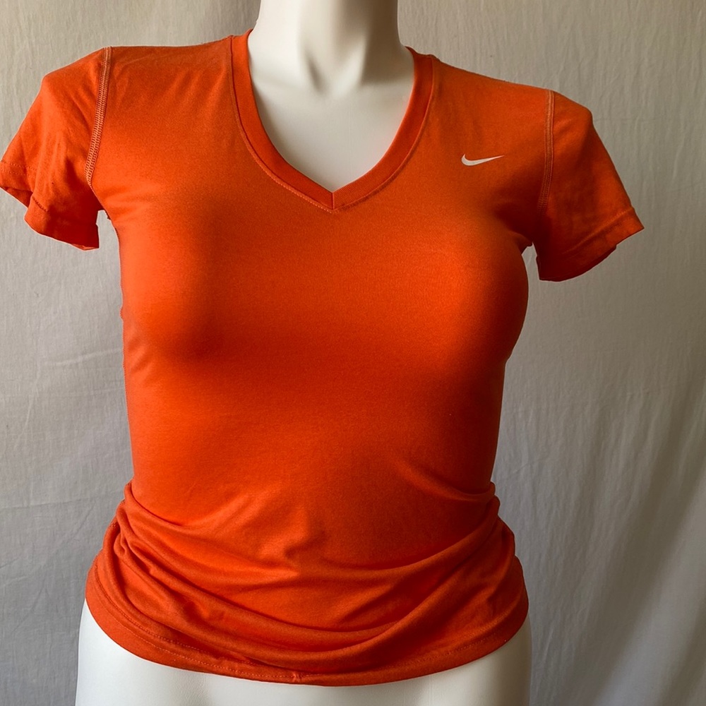 Nike Orange Dri-Fit Short-sleeve Tee, V Neck, Size XS